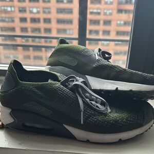 Nike Air Max Men's Knit Sneaker in Dark Olive Green and White